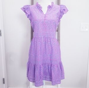Vineyard Vines Block Print Ruffle Dress Size XS